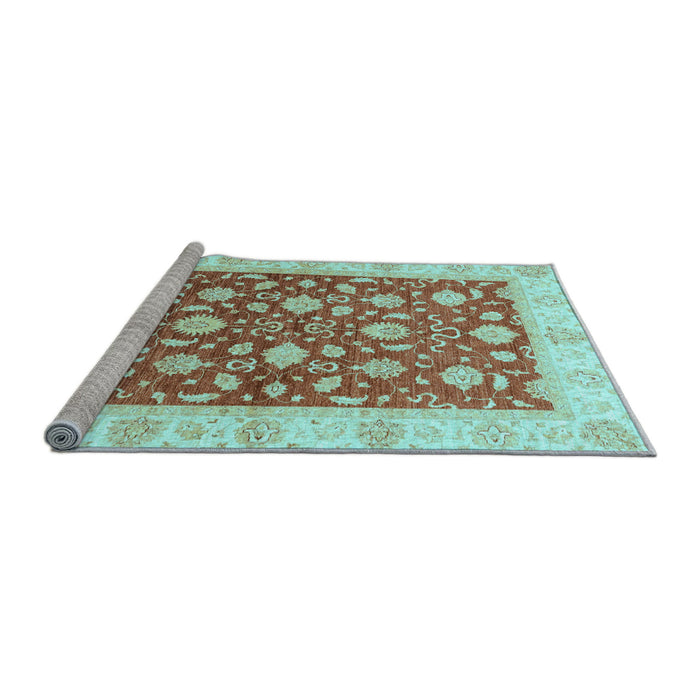 Sideview of Machine Washable Oriental Light Blue Traditional Rug, wshabs3504lblu