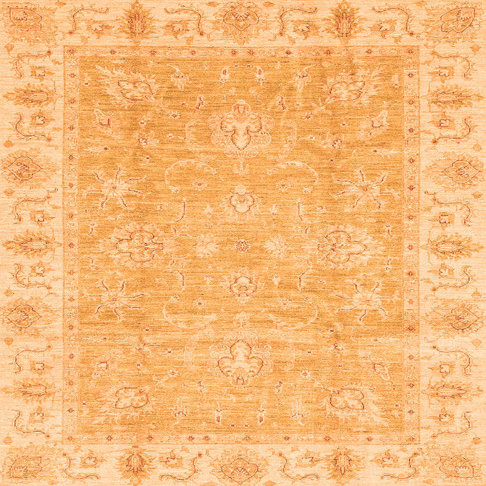Square Machine Washable Oriental Orange Traditional Area Rugs, wshabs3505org