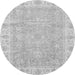 Round Machine Washable Oriental Gray Traditional Rug, wshabs3505gry