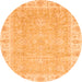 Round Machine Washable Oriental Orange Traditional Area Rugs, wshabs3505org