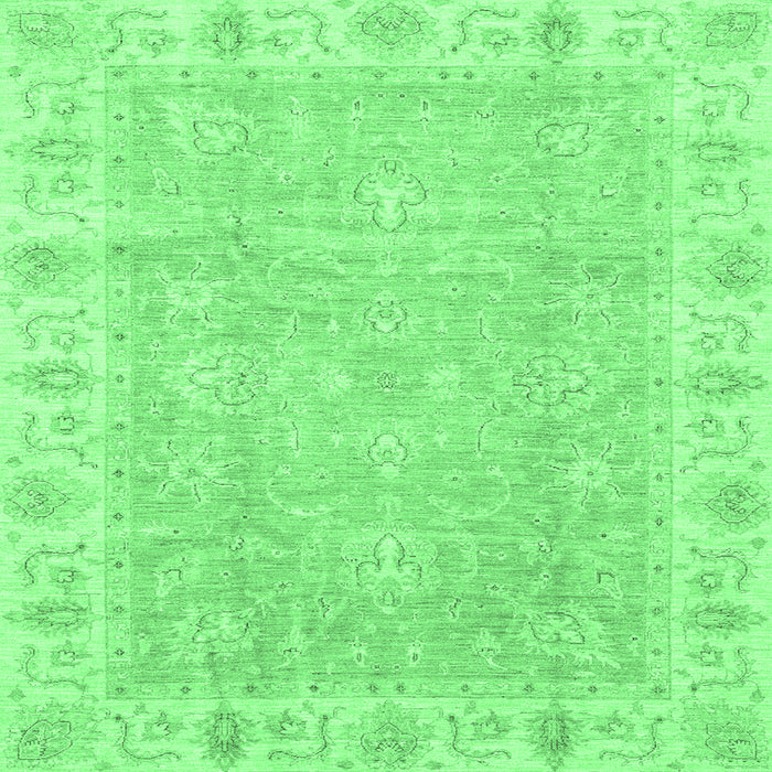 Square Machine Washable Oriental Emerald Green Traditional Area Rugs, wshabs3505emgrn