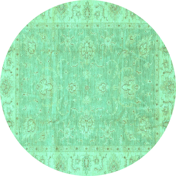 Round Oriental Turquoise Traditional Rug, abs3505turq