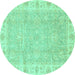 Round Oriental Turquoise Traditional Rug, abs3505turq