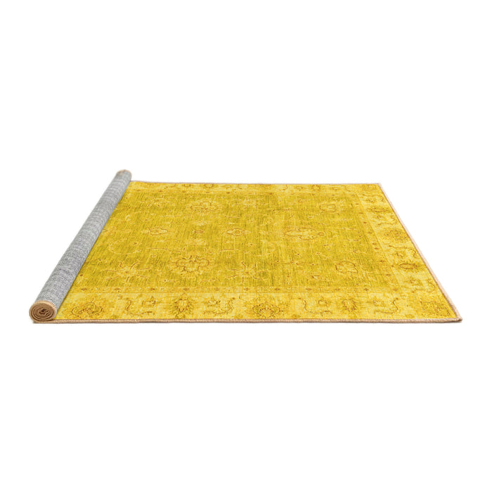 Sideview of Machine Washable Oriental Yellow Traditional Rug, wshabs3505yw
