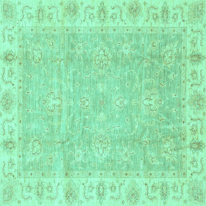 Square Machine Washable Oriental Turquoise Traditional Area Rugs, wshabs3505turq