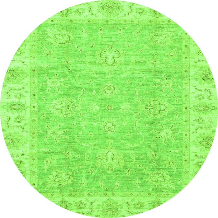 Round Oriental Green Traditional Rug, abs3505grn