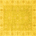 Square Machine Washable Oriental Yellow Traditional Rug, wshabs3505yw