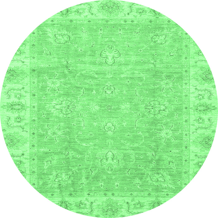 Round Oriental Emerald Green Traditional Rug, abs3505emgrn