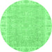 Round Oriental Emerald Green Traditional Rug, abs3505emgrn