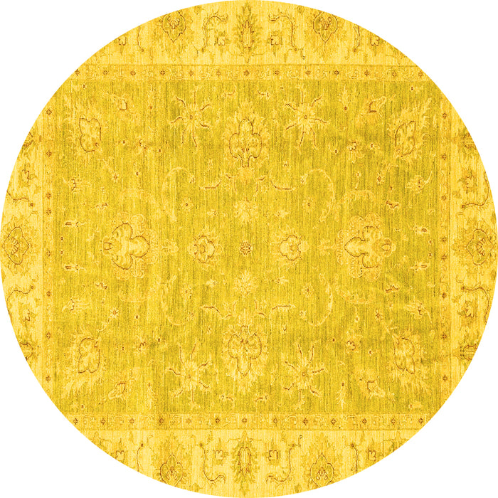 Round Oriental Yellow Traditional Rug, abs3505yw