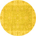 Round Oriental Yellow Traditional Rug, abs3505yw