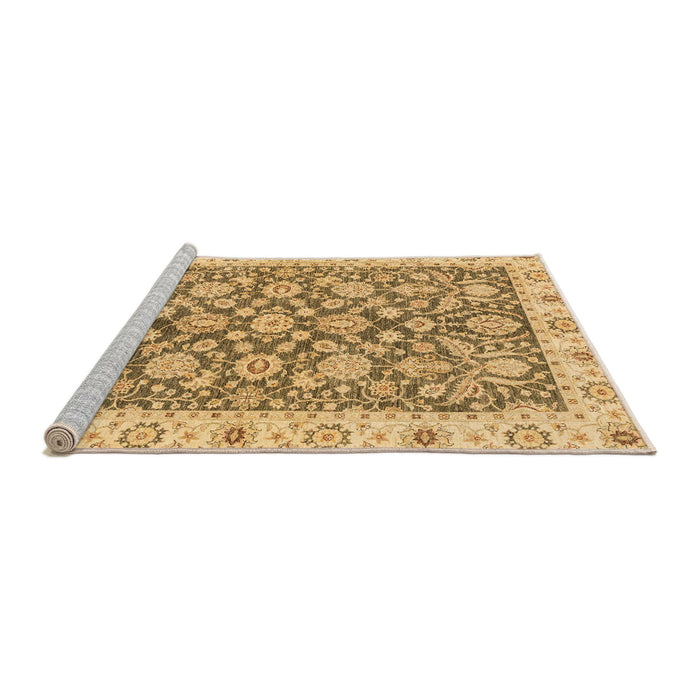 Sideview of Machine Washable Abstract Dark Bisque Brown Rug, wshabs3506