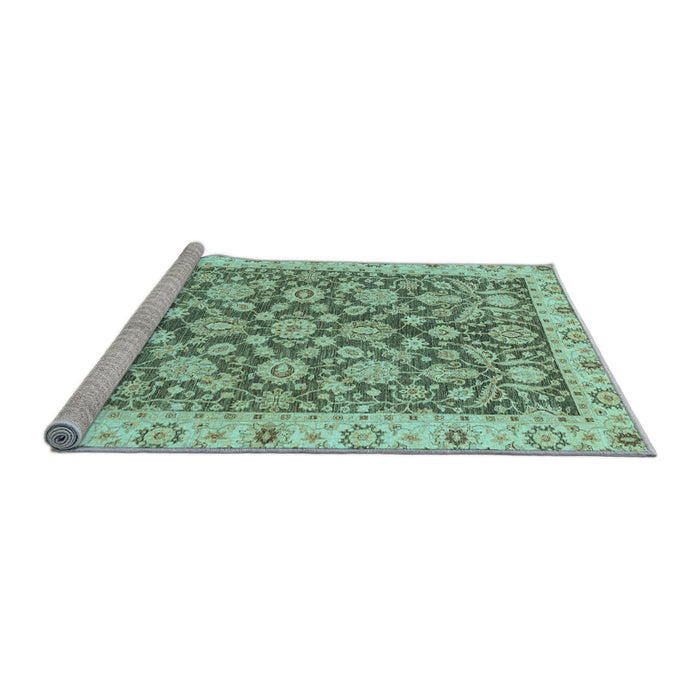 Sideview of Machine Washable Oriental Light Blue Traditional Rug, wshabs3506lblu