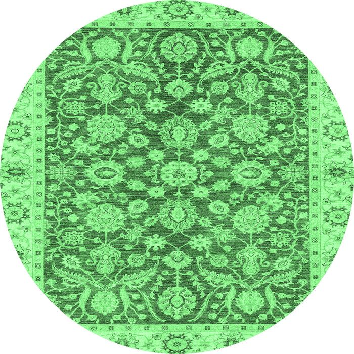 Round Oriental Emerald Green Traditional Rug, abs3506emgrn