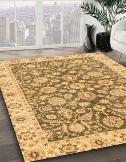Abstract Dark Bisque Brown Oriental Rug in Family Room, abs3506
