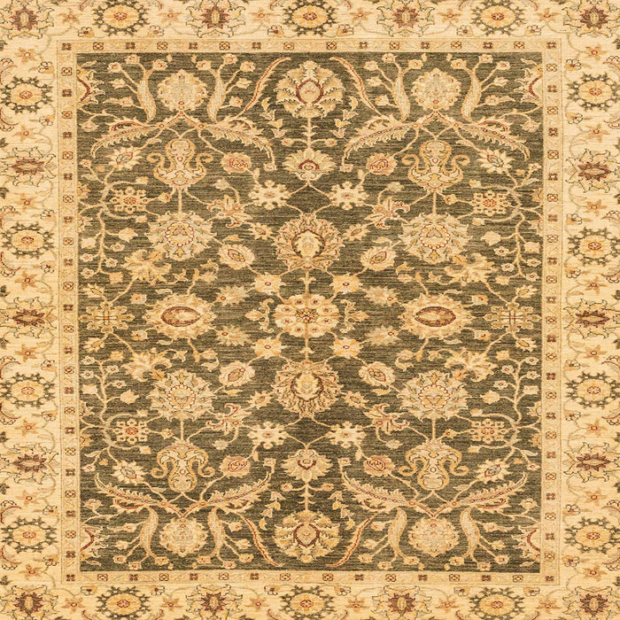 Square Abstract Dark Bisque Brown Oriental Rug, abs3506