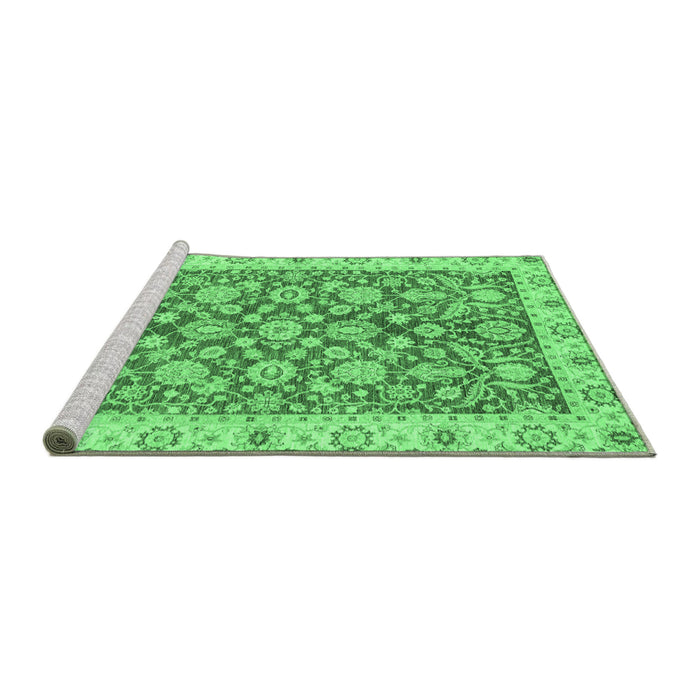 Sideview of Machine Washable Oriental Emerald Green Traditional Area Rugs, wshabs3506emgrn