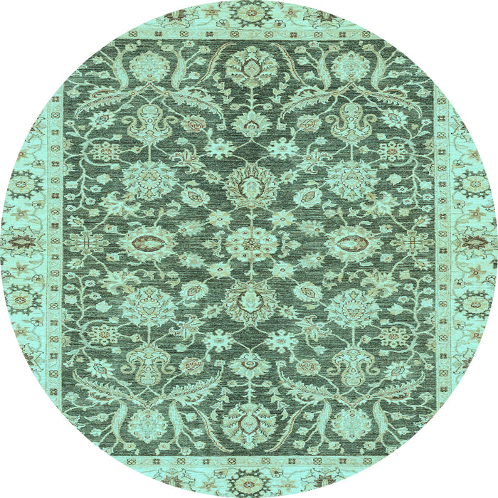 Round Oriental Light Blue Traditional Rug, abs3506lblu