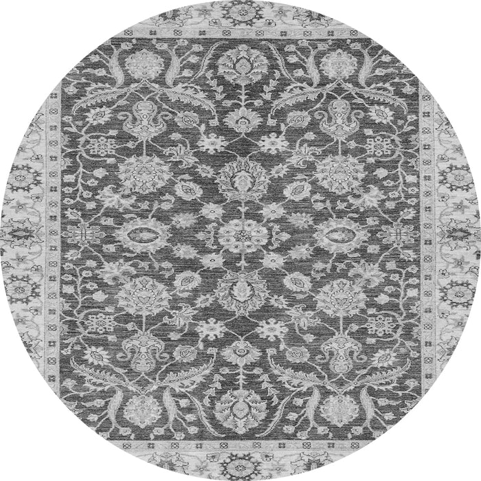 Round Machine Washable Oriental Gray Traditional Rug, wshabs3506gry