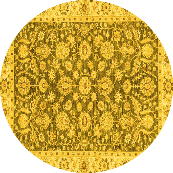 Round Oriental Yellow Traditional Rug, abs3506yw