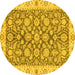 Round Oriental Yellow Traditional Rug, abs3506yw