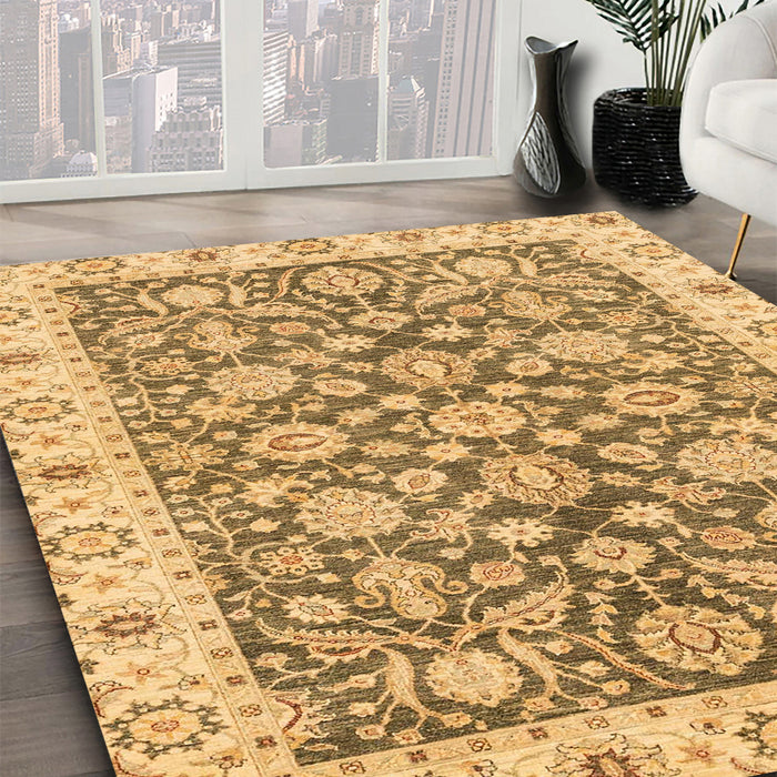 Machine Washable Abstract Dark Bisque Brown Rug in a Family Room, wshabs3506