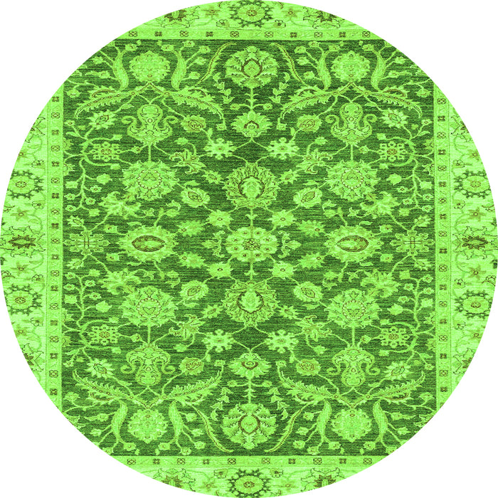 Round Machine Washable Oriental Green Traditional Area Rugs, wshabs3506grn