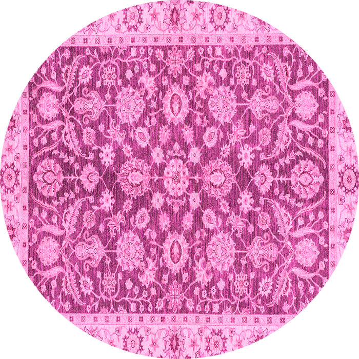 Round Oriental Pink Traditional Rug, abs3506pnk