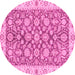 Round Oriental Pink Traditional Rug, abs3506pnk