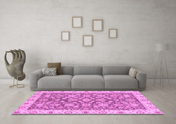 Machine Washable Oriental Purple Traditional Area Rugs in a Living Room, wshabs3506pur