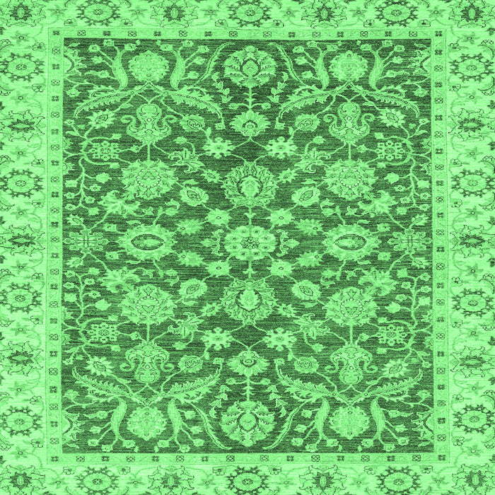 Square Oriental Emerald Green Traditional Rug, abs3506emgrn