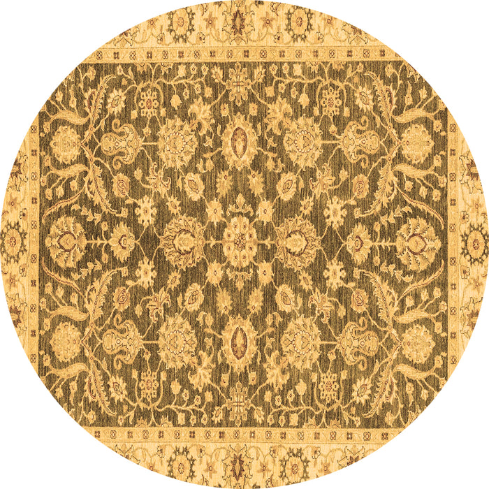 Round Oriental Brown Traditional Rug, abs3506brn