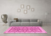 Machine Washable Oriental Pink Traditional Rug in a Living Room, wshabs3506pnk