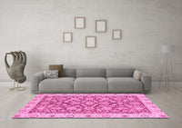 Machine Washable Oriental Pink Traditional Rug, wshabs3506pnk