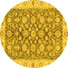 Round Machine Washable Oriental Yellow Traditional Rug, wshabs3506yw