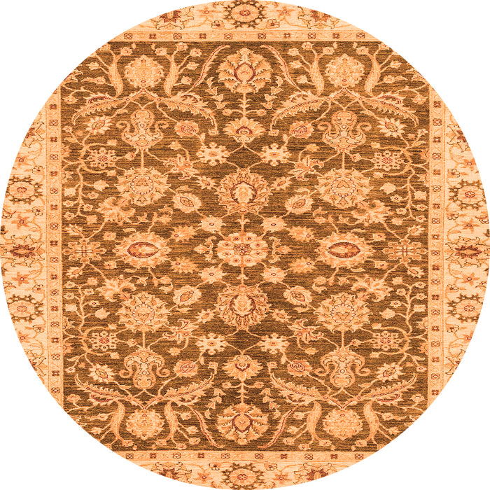 Round Oriental Orange Traditional Rug, abs3506org