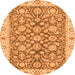 Round Oriental Orange Traditional Rug, abs3506org
