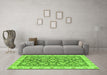 Machine Washable Oriental Green Traditional Area Rugs in a Living Room,, wshabs3506grn