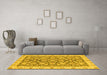 Machine Washable Oriental Yellow Traditional Rug in a Living Room, wshabs3506yw