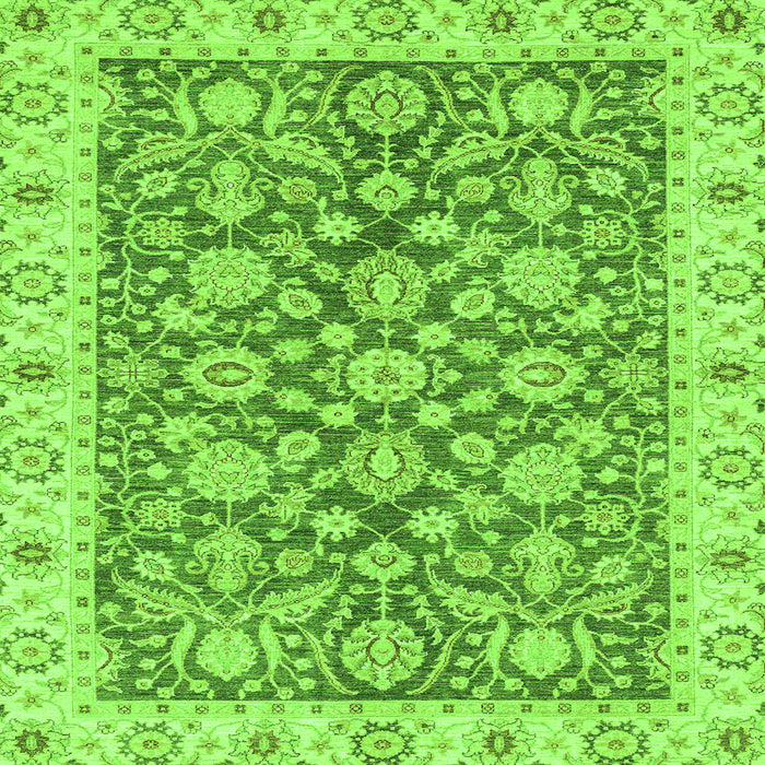 Square Machine Washable Oriental Green Traditional Area Rugs, wshabs3506grn
