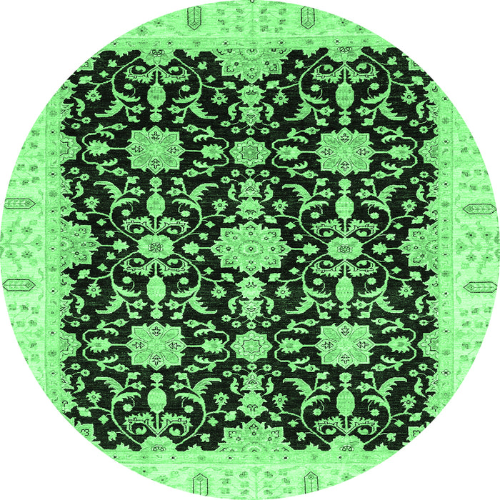 Round Oriental Emerald Green Traditional Rug, abs3507emgrn