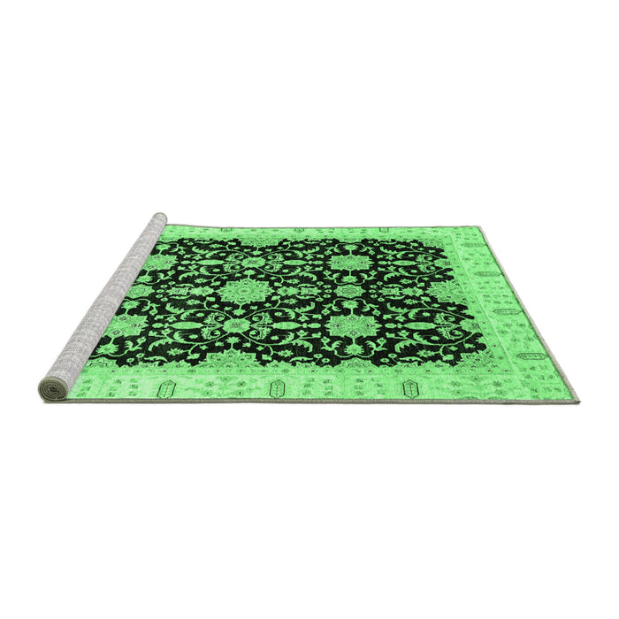Sideview of Machine Washable Oriental Emerald Green Traditional Area Rugs, wshabs3507emgrn