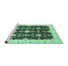 Sideview of Machine Washable Oriental Turquoise Traditional Area Rugs, wshabs3507turq