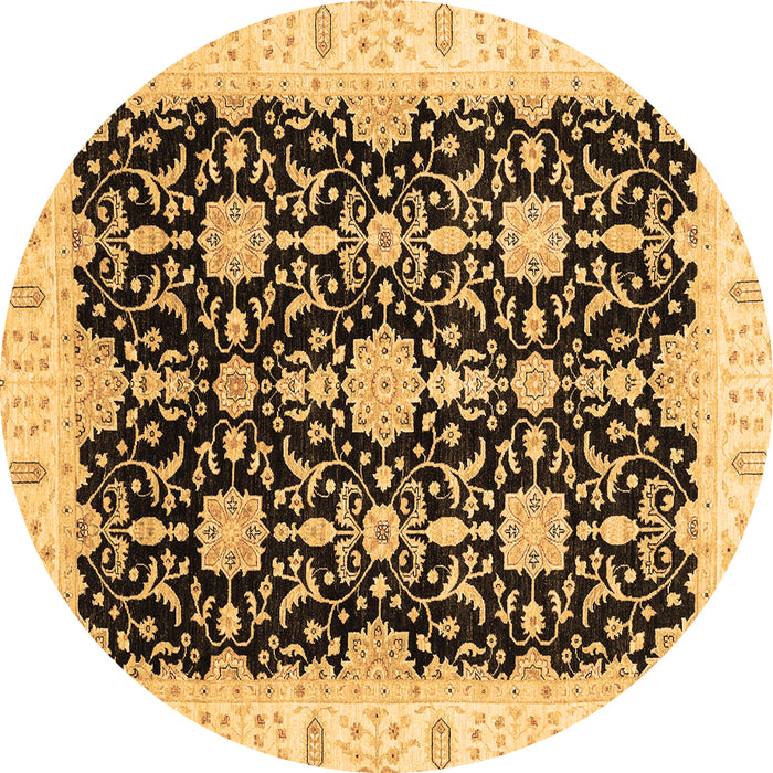 Round Oriental Brown Traditional Rug, abs3507brn