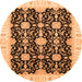 Round Oriental Orange Traditional Rug, abs3507org