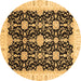 Round Machine Washable Oriental Brown Traditional Rug, wshabs3507brn