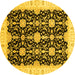 Round Machine Washable Oriental Yellow Traditional Rug, wshabs3507yw