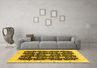 Machine Washable Oriental Yellow Traditional Rug, wshabs3507yw