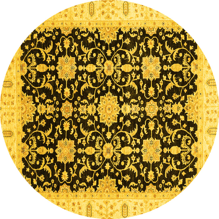 Round Oriental Yellow Traditional Rug, abs3507yw