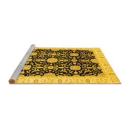 Sideview of Machine Washable Oriental Yellow Traditional Rug, wshabs3507yw